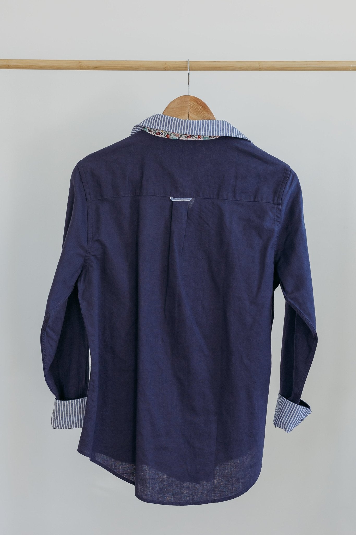 Navy Linen/Cotton Blend Shirt - Size 8 only - Hide and Seek Clothing