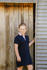 Load image into Gallery viewer, Navy with Floral Polo Dress - Hide and Seek Clothing
