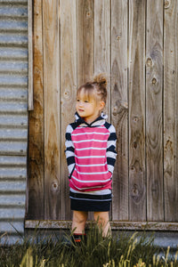 Pink and Navy Stripe Hoodie - Hide and Seek Clothing