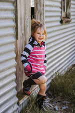 Load image into Gallery viewer, Pink and Navy Stripe Hoodie - Hide and Seek Clothing
