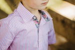 Load image into Gallery viewer, Pink and White Stripe Short Sleeve Shirt - Hide and Seek Clothing
