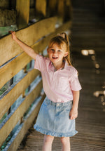 Load image into Gallery viewer, Pink and White Stripe Short Sleeve Shirt - Hide and Seek Clothing
