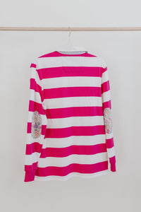 Pink and White Stripe Women’s Rugby - Hide and Seek Clothing