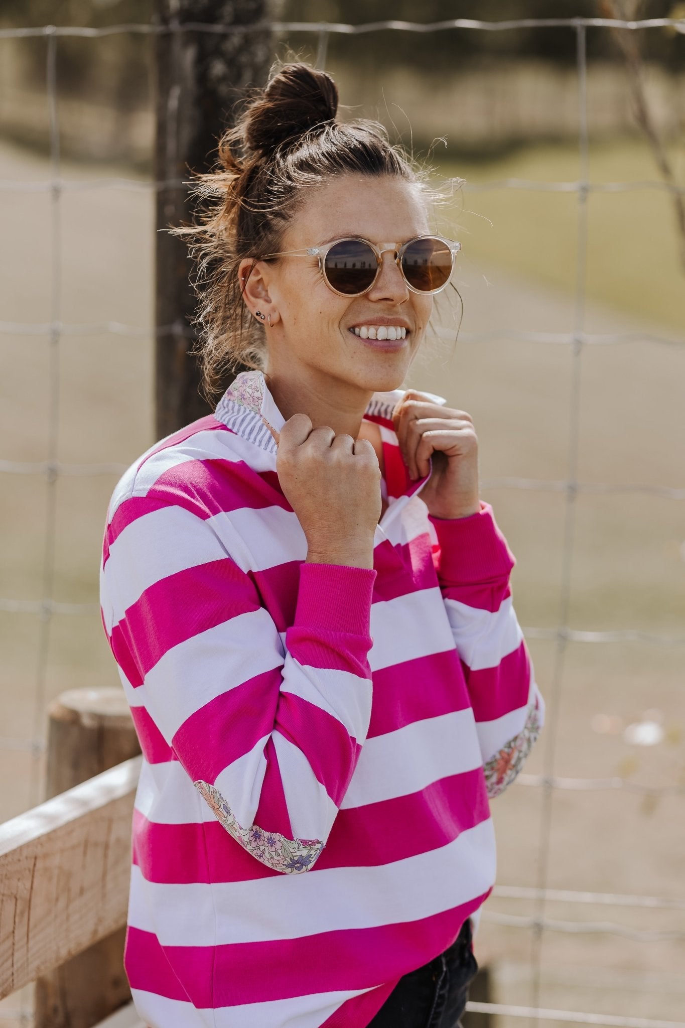 Pink and White Stripe Women’s Rugby - Hide and Seek Clothing