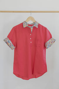 Watermelon Pink Linen/Cotton Blend Shirt - Hide and Seek Clothing