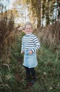 White and Navy Stripe Skivvy - Hide and Seek Clothing
