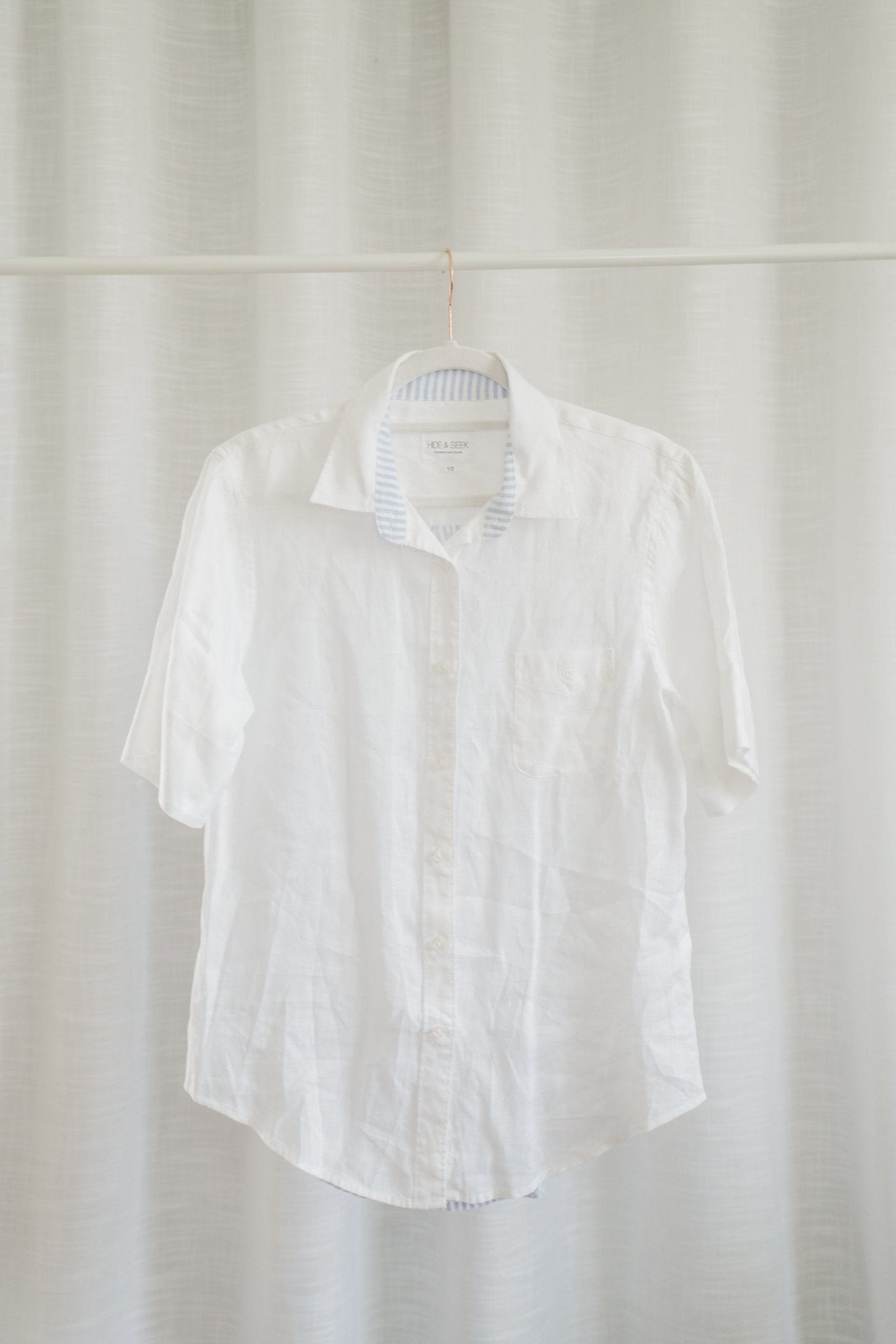 White with Stripe Back Linen Shirt - Hide and Seek Clothing
